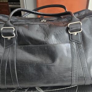 Vintage M. London Black Leather Duffel Bag